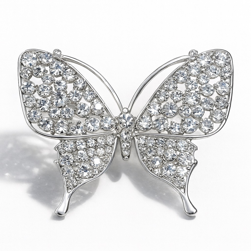 Elegant Silver Butterfly Brooch
